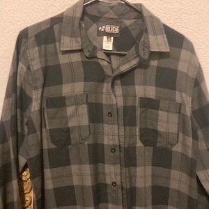 Rude brand small grey and black men’s flannel
